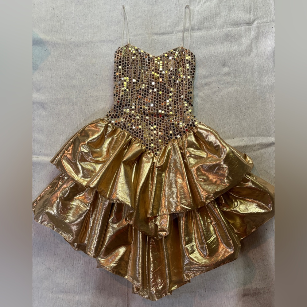 Original 80’s vintage gold metallic dance club dress